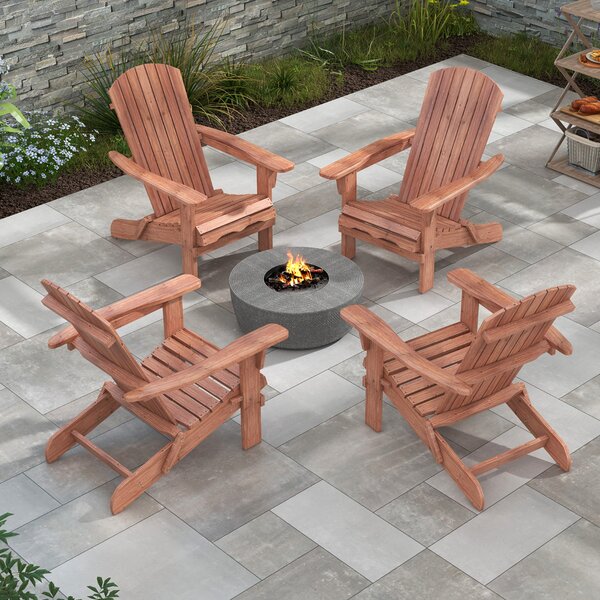 Costway Sedia pieghevole con schienale alto ampi braccioli carico di 180kg, Sedia adirondack da soggiorno in legno Marrone