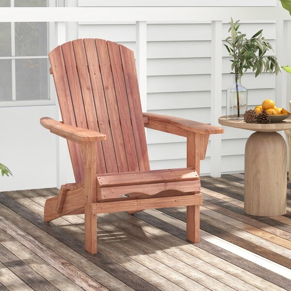 Costway Sedia pieghevole con schienale alto ampi braccioli carico di 180kg, Sedia adirondack da soggiorno in legno Marrone