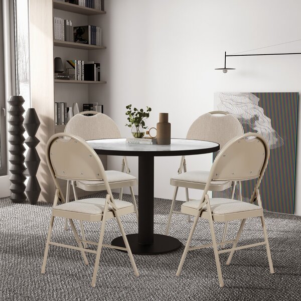 Costway Set di 4 sedie pieghevoli con seduta imbottita, Sedie pieghevoli portatili con piedini antiscivolo Beige