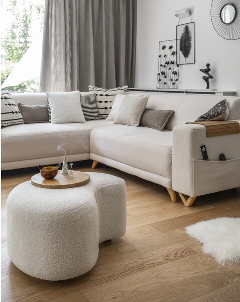 Sgabello in tessuto bouclé bianco Miuf - Miuform