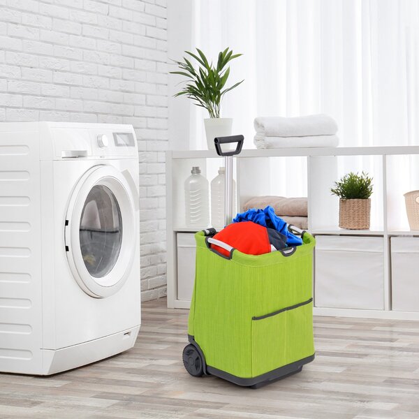 Costway 50L Carrello portaspesa pieghevole con 3 tasche e manomobile telescopica telaio in alluminio, Carrello da utilità Verde