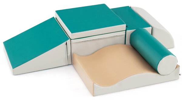 Costway Set di giocattoli educativi per arrampicatori 7 pezzi, Attrezzatura leggera in schiuma per bambini più di 1,5anni Verde