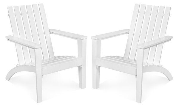 Costway Sedia Adirondack ergonomica di legno da esterno, Poltrona di acacia per cortile piscina balcone giardino Bianco