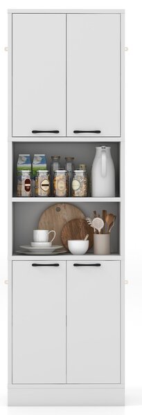 Costway Armadio dispensa da cucina con porte e ripiani cerniere di sicurezza e dispositivi anti-caduta, Armadio alto 190cm Bianco