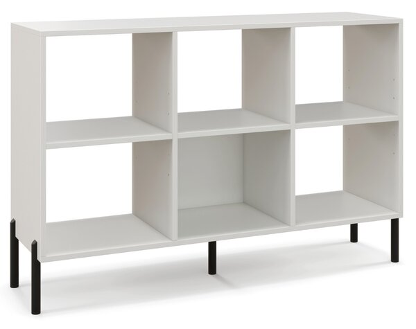 Costway Scaffale a 6 cubi con gambe metalliche ripiani regolabili in 5 posizioni, Libreria aperta in legno Bianco