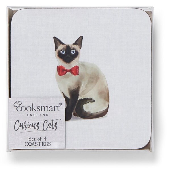 Set di 4 sottobicchieri blu con Curious Cat - Cooksmart ®