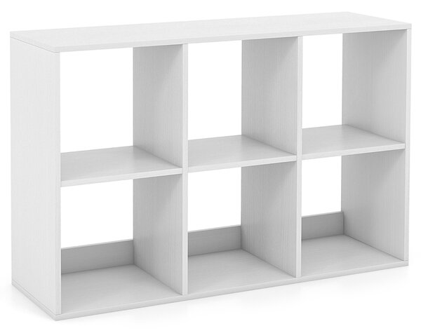 Costway Libreria a 6 cubi aperta stile rustico con kit anti-ribaltamento, Mobile per la casa a 2 livelli espositivo Bianco