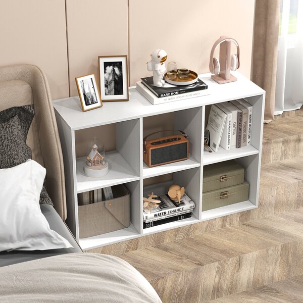 Costway Libreria a 6 cubi aperta stile rustico con kit anti-ribaltamento, Mobile per la casa a 2 livelli espositivo Bianco