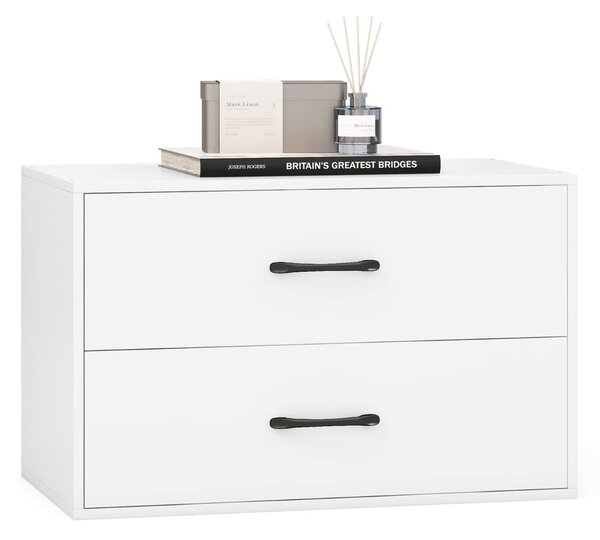 Costway Organizzatore di stoccaggio impilabile con 2 cassetti, Mobile orizzontale con kit anti-ribaltamento per soggiorno Bianco
