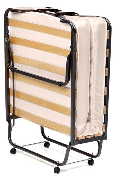 Costway Letto brandina con materasso in memory foam 4 ruote girevoli struttura resistente, Lettino pieghevole per casa Beige