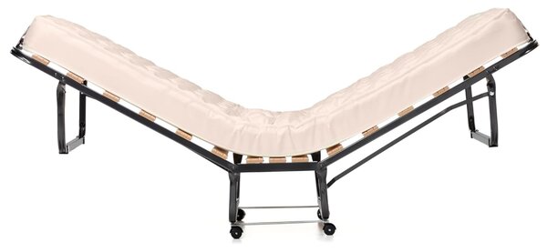 Costway Letto brandina con materasso in memory foam 4 ruote girevoli struttura resistente, Lettino pieghevole per casa Beige