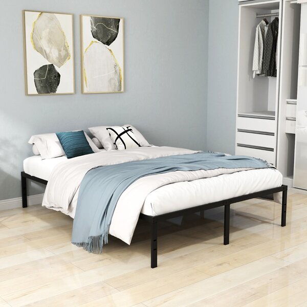 Costway Telaio letto in metallo pesante per letti con supporto a doghe, Struttura letto per materasso senza rumore 201x151x36cm