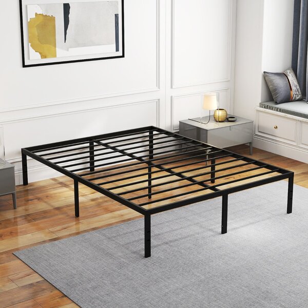 Costway Telaio letto in metallo pesante per letti con supporto a doghe, Struttura letto per materasso senza rumore 201x151x36cm