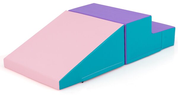 Costway Set di gioco 2 pezzi morbido per gattonare e arrampicare, Blocchi di schiuma per gioco interno Viola