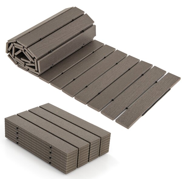 Costway Passerella dritta da esterno con connessione a filo metallico, Passerella decorativa resistente alle intemperie per matrimonio festa Grigia