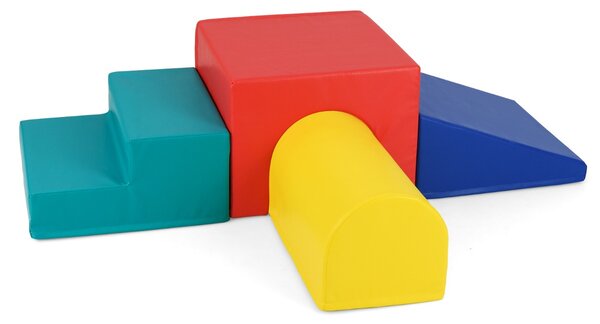 Costway Set di blocchi in schiuma per arrampicarsi e gattonare per Bambini, Set di giocattoli morbidi da interno per bambini Rosso