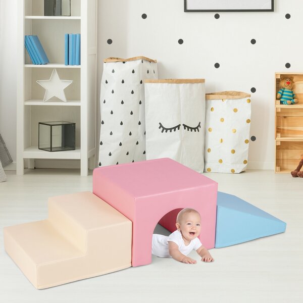 Costway Set di blocchi in schiuma per arrampicarsi e gattonare per Bambini, Set di giocattoli morbidi da interno per bambini