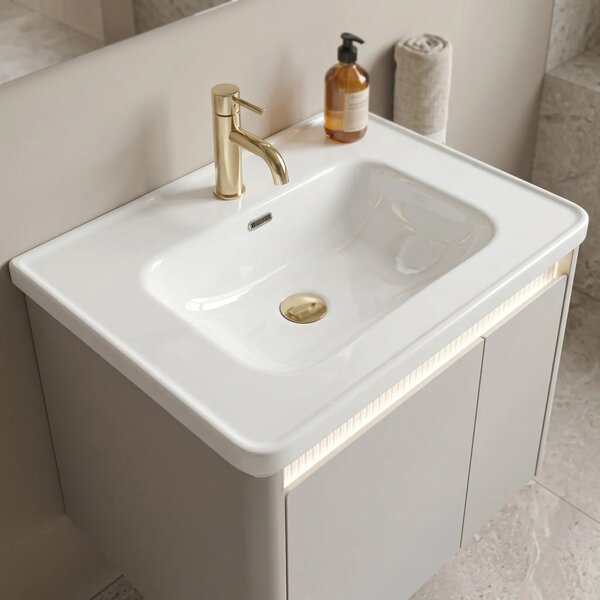 Set di mobili da bagno con lavabo Sora DE07-60 Beige 60CM