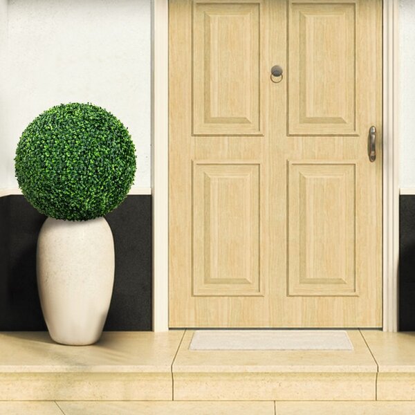 Costway Set di 2 sfere topiarie in bosso artificiale da 50cm, Sfere topiarie finte decorative per interno e esterno Verde