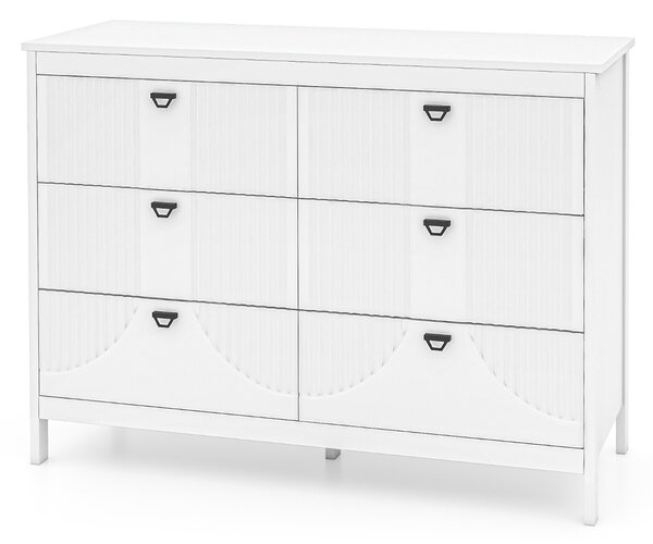 Costway Comò a 6 cassetti da Cucina stile moderno, Armadio da stoccaggio per casa con kit anti-ribaltamento Bianco