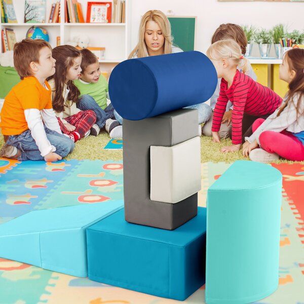 Costway Blocchi rampicanti in schiuma per bambini 1-3 anni, Blocchi rampicanti set rampicante indoor con rettangoli Blu