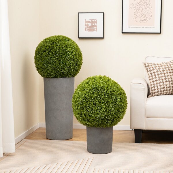 Costway Set di 2 sfere topiarie in bosso artificiale da 39cm, Sfere topiarie protettive dal sole per giardino e ingresso