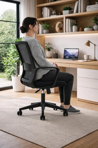 Sedia da ufficio ergonomica con schienale in rete e struttura robusta
