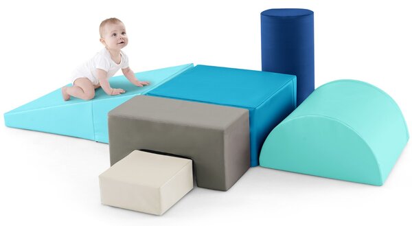Costway Blocchi rampicanti in schiuma per bambini 1-3 anni, Blocchi rampicanti set rampicante indoor con rettangoli Blu