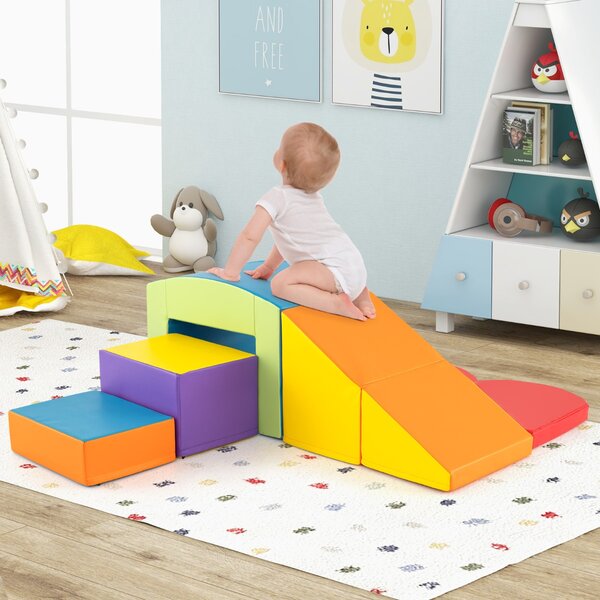 Costway 6 Blocchi di schiuma per arrampicarsi e strisciare con tunnel, Gioco morbido per bambini Colorato