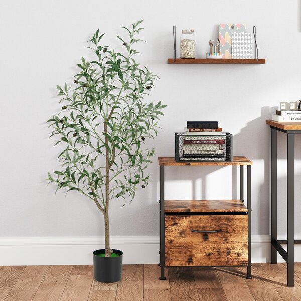 Costway Set di 2 Alberr di olivo artificiale 130 CM per Interni, Piante fnte in vaso con frutti realistici