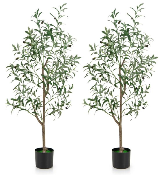 Costway Set di 2 Alberr di olivo artificiale 130 CM per Interni, Piante fnte in vaso con frutti realistici