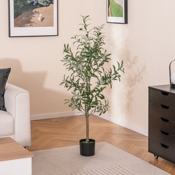 Costway Set di 2 Alberr di olivo artificiale 130 CM per Interni, Piante fnte in vaso con frutti realistici