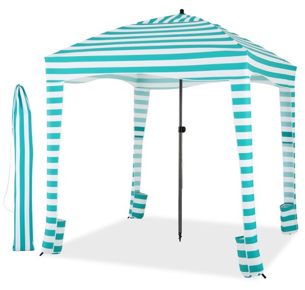 Costway Tenda cabina da spiaggia pieghevole, Tettoia portatile con borsa da trasporto parete laterale removibile 183x183cm Verde