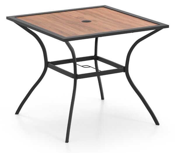 Costway Tavolo da pranzo da patio per 4 persone, Tavolo da Pranzo da esterno con foro per ombrellone 85 x 85 x 74 cm