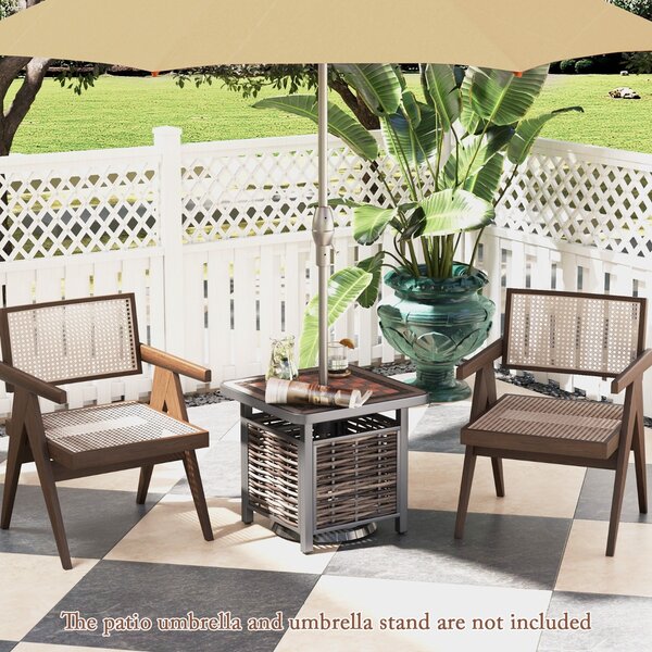 Costway Tavolino laterale da esterno in rattan PE 55 cm, Tavolo quadrato per patio con piano in resina