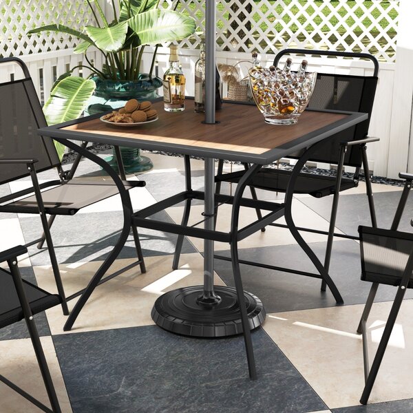 Costway Tavolo da pranzo da patio per 4 persone, Tavolo da Pranzo da esterno con foro per ombrellone 85 x 85 x 74 cm