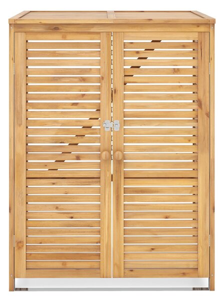 Costway Casetta per bidone della spazzatura in legno da 120L, Rifugio esterno per contenitore rifiuti con coperchio apribile Naturale