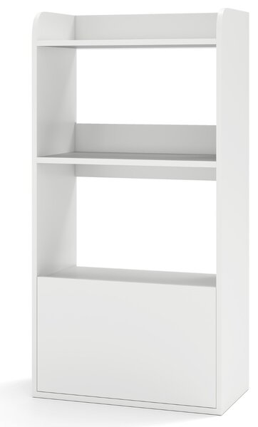 Costway Scaffale per esposizione con cassetto e antiribaltamento, Libreria autoportante con 3 ripiani aperti Bianco