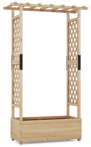 Costway Fioriera rialzata da giardino con grigliato Fori di drenaggio, Aiuola verticale per piante rampicanti vite fiore Naturale 110 x 44 x 182 cm