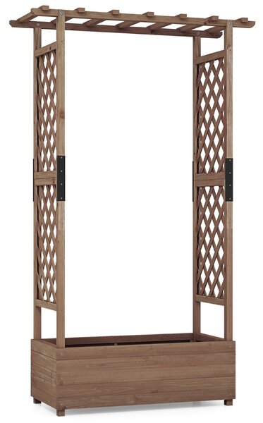 Costway Fioriera rialzata da giardino con grigliato fori di drenaggio, Aiuola verticale per piante rampicanti vite fiore Marrone 110 x 44 x 182 cm