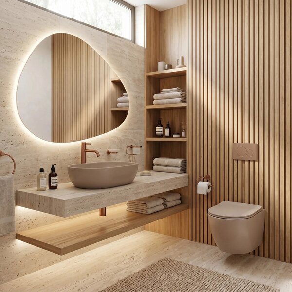 Lavabo da appoggio Rea Focus Taupe