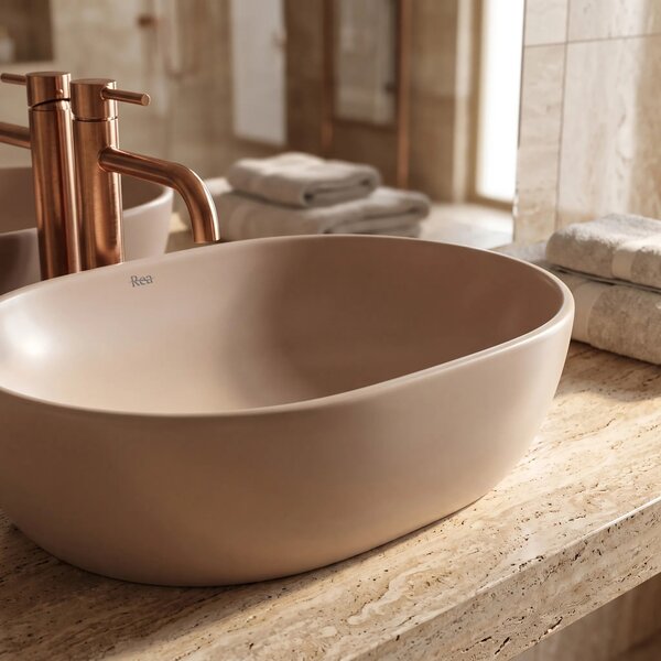 Lavabo da appoggio Rea Focus Taupe