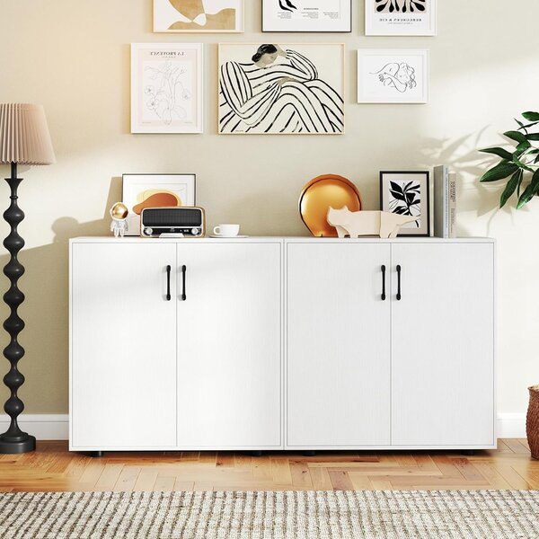 Costway Armadio a 2 porte con ripiano regolabile a 5 posizioni, Armadio d’accento moderno per cucina Bianco