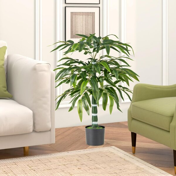 Costway Set di 2 alberi di bambù artificiali da 100 cm rami regolabili, Alberi da pavimento finti per decorazione casa