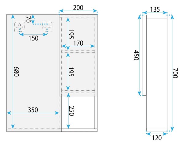 Set mobili da bagno con lavabo Nova DB06-60 60cm