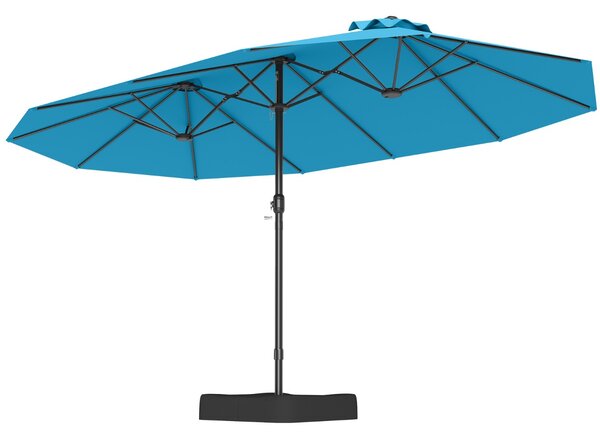 Costway Ombrellone da patio per esterni per sole per giardino, Ombrellone da mercato grande 470 cm con base Turchese
