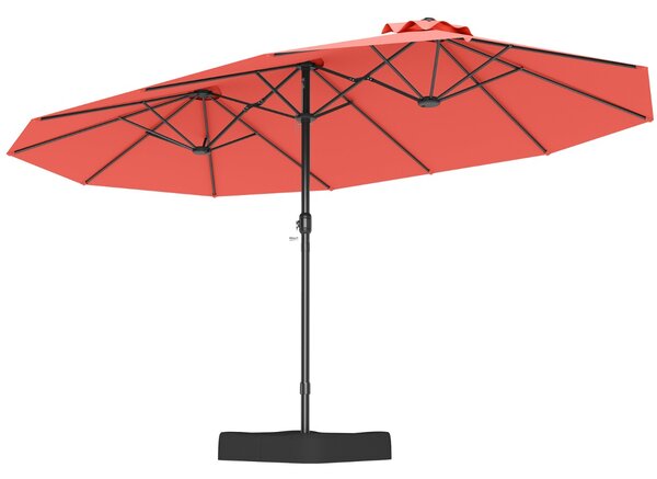 Costway Ombrellone da patio per esterni per sole per giardino, Ombrellone da mercato grande 470 cm con base Arancione