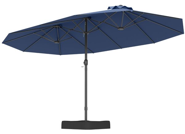 Costway Ombrellone da patio per esterni per sole per giardino, Ombrellone da mercato grande 470 cm con base Blu Marino