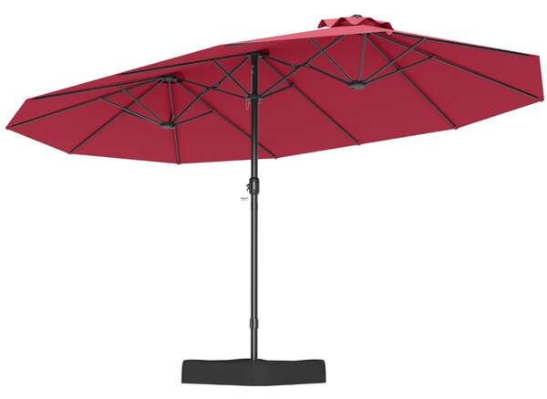 Costway Ombrellone da patio per esterni per sole per giardino, Ombrellone da mercato grande 470 cm con base Rosso Bordeaux