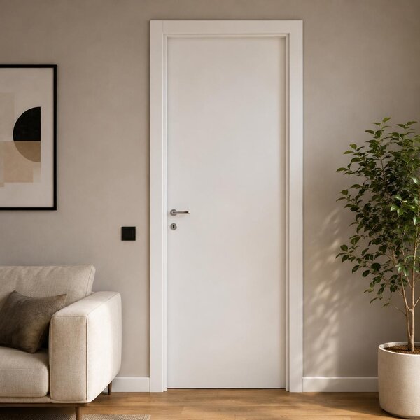 Porta da interno battente reversibile bianco effetto liscio in MDF H210 cm - 60xH210 cm